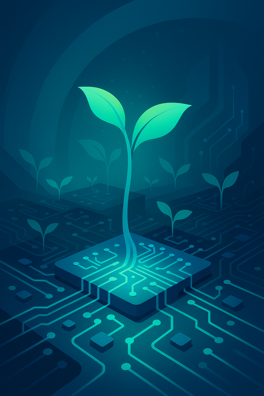 Venture incubation seedlings sprouting from circuit boards
